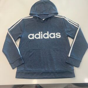 Kids Adidas Heathered Navy Hoodie with White Accents